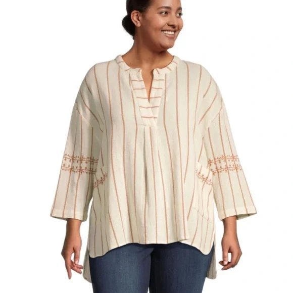 World Market Brienne Ivory Terracotta Khadi Tunic O/S - Picture 1 of 10